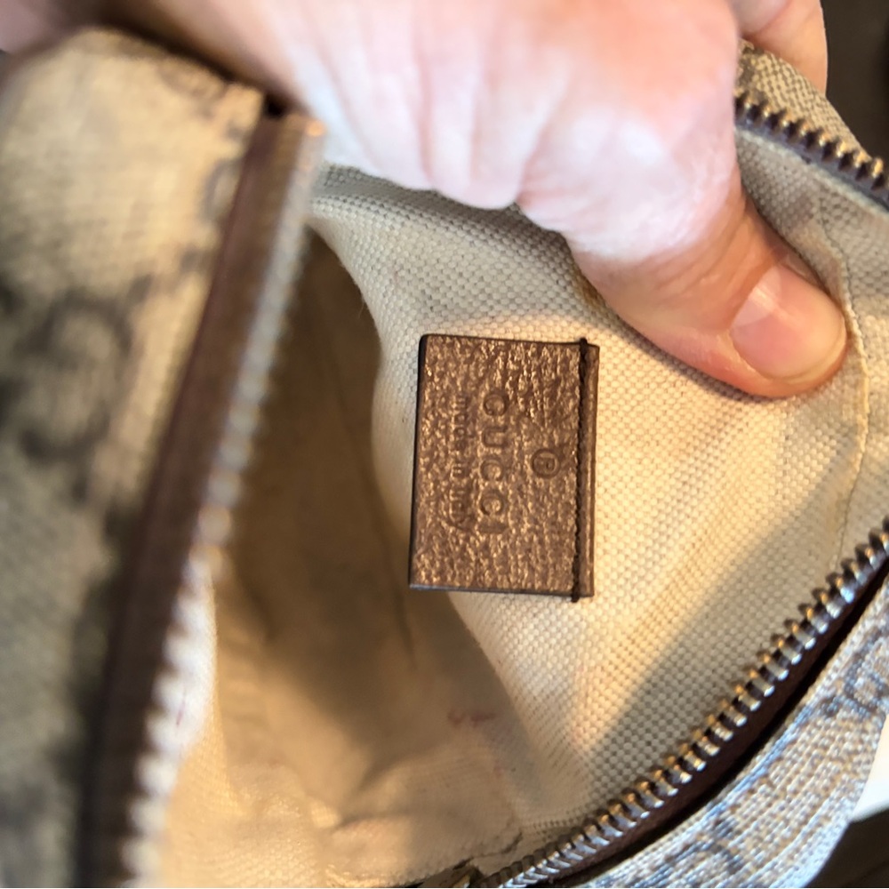 Gucci Beige Brown GG Canvas Mini Crossbody Backpack with Yellow Handle - Picture 12 of 12